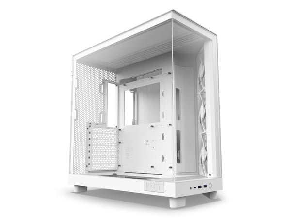 NZXT H series H6 Flow - Mid tower - ATX - sidepanel med vindu (herdet glass) - ingen strømforsyning - matt hvit - USB/lyd