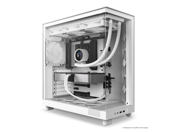NZXT H series H6 Flow - Mid tower - ATX - sidepanel med vindu (herdet glass) - ingen strømforsyning - matt hvit - USB/lyd