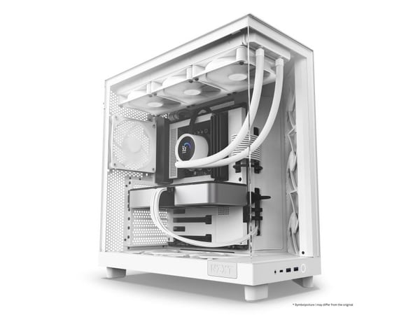 NZXT H series H6 Flow - Mid tower - ATX - sidepanel med vindu (herdet glass) - ingen strømforsyning - matt hvit - USB/lyd