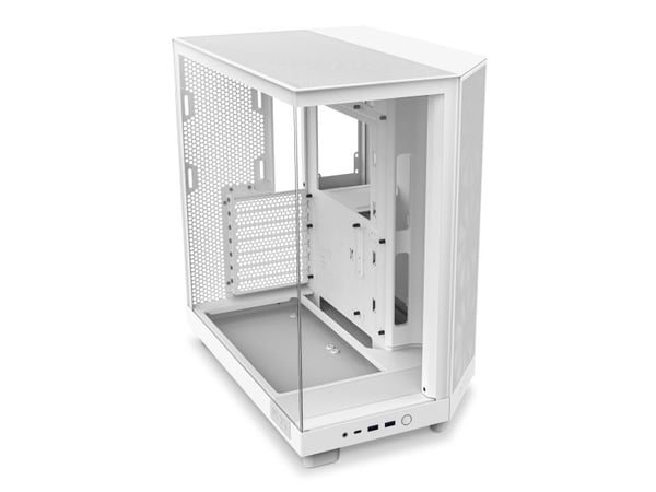 NZXT H series H6 Flow RGB - Mid tower - ATX - sidepanel med vindu (herdet glass) - ingen strømforsyning - matt hvit - USB/lyd