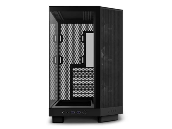 NZXT H series H6 Flow RGB - Mid tower - ATX - sidepanel med vindu (herdet glass) - ingen strømforsyning - matt svart - USB/lyd