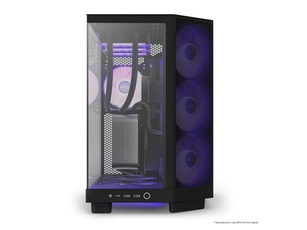 NZXT H series H6 Flow RGB - Mid tower - ATX - sidepanel med vindu (herdet glass) - ingen strømforsyning - matt svart - USB/lyd