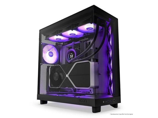 NZXT H series H6 Flow RGB - Mid tower - ATX - sidepanel med vindu (herdet glass) - ingen strømforsyning - matt svart - USB/lyd