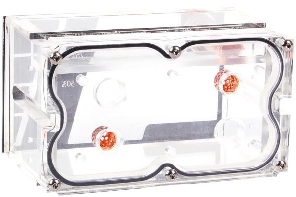 Alphacool Repack Dual Bayres 5.25" - Rev.2, Reservoar, Acetal, Messing, Perspex, Sort, Kobber, Gjennomsiktig, 1/4", 148 mm, 91 mm