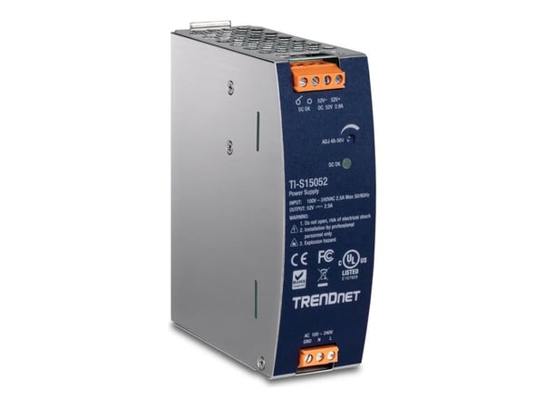 Trendnet TI-S15052, Virtalähde, Musta, Ylivirta, Yliteho, Ylijännite, Ylikuumeneminen, Oikosulku, 200000 h, 150 W, 90 - 264 V