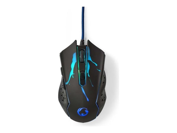 Nedis Gaming - Hiiri - ergonominen - oikeakätinen - optinen - 6 painiketta - langallinen - USB - musta - vähittäismyynti - lahjapakkaus, jossa on e...