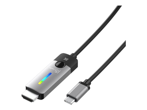 j5create JCC157 - Adapterkabel - USB-C hann til HDMI hann - 1.8 m - skjermet - romgrå/svart - 4 K 144 Hz (3840 x 2160) støtte, 8 K 60 Hz (7680 x 43...