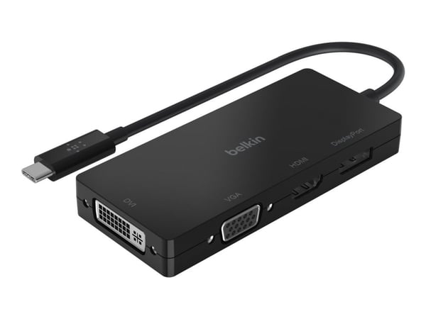 Belkin - Videoadapter - USB-C hann til HD-15 (VGA), DVI-I, HDMI, DisplayPort hunn - svart - 4K-støtte