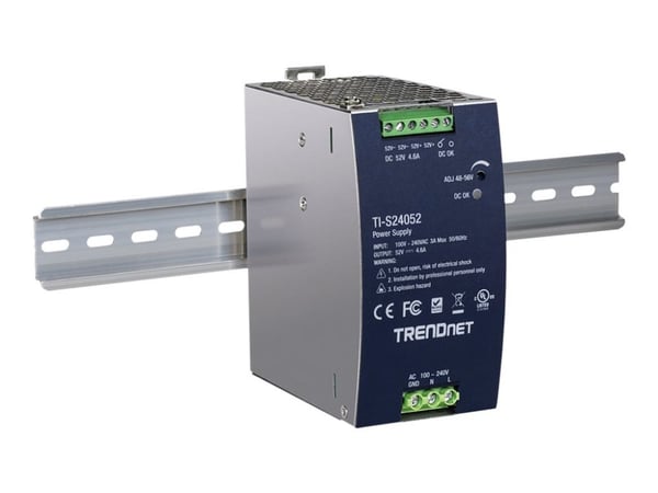 Trendnet TI-S24052, Virtalähde, Musta, Ylivirta, Yliteho, Ylijännite, Ylikuumeneminen, Oikosulku, 200000 h, 240 W, 90 - 264 V