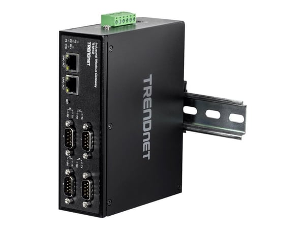 TRENDnet TI-M42 - Gateway - industriell - 4 porter - 100Mb LAN, Modbus, RS-442, RS-485, RS-232 - DC-strøm - vegg- / DIN-skinnemonterbar - TAA-samsvar
