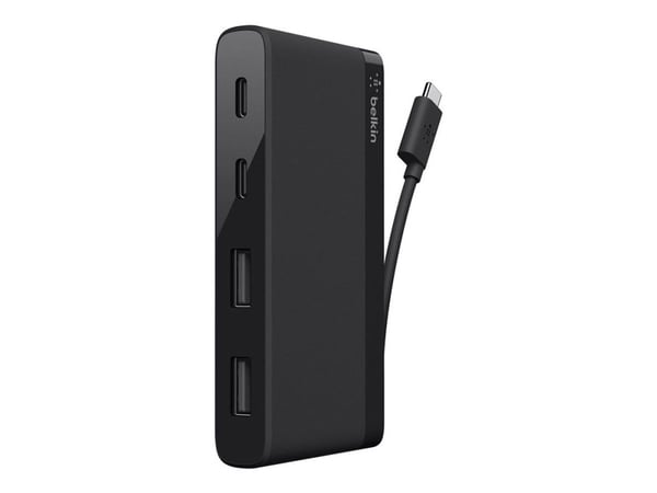 Belkin USB-C 4-Port Mini Hub - Hub - 4 x SuperSpeed USB 3.0 - stasjonær