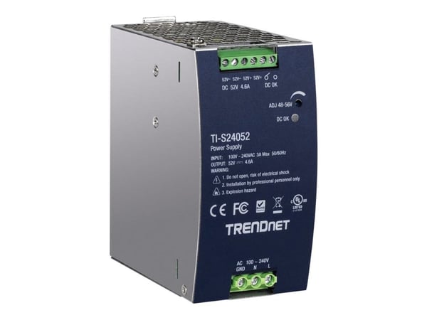 Trendnet TI-S24052, Virtalähde, Musta, Ylivirta, Yliteho, Ylijännite, Ylikuumeneminen, Oikosulku, 200000 h, 240 W, 90 - 264 V