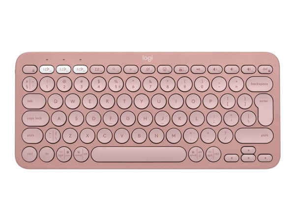 Logitech Pebble Keys 2 K380s - Tastatur - trådløs - Bluetooth LE - QWERTY - US International - tonal rosa