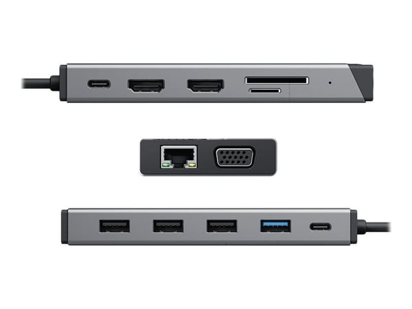 ALOGIC DV3, Ledningsført, USB 3.2 Gen 1 (3.1 Gen 1) Type-C, 100 W, 100,1000 Mbit/s, Sølv, MicroSD (TransFlash), SD