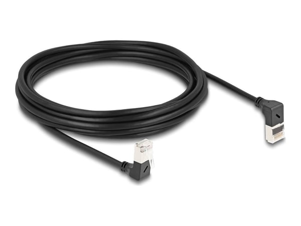 Delock RJ45 nettverkskabel Cat.6A S/FTP Slank 90° opp/ned vinklet 5 m svart