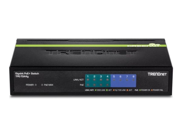 Trendnet TPE-TG44G, Hallitsematon, Täysin kaksipuolinen, Power over Ethernet -tuki