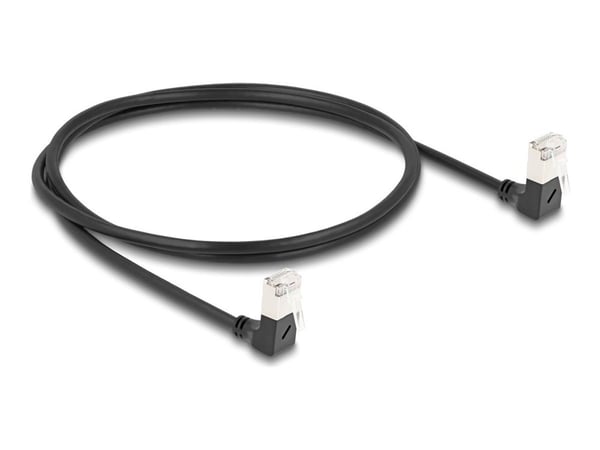 Delock - Nettverkskabel - RJ-45 (hann) nedvinklet til RJ-45 (hann) nedvinklet - 1 m - 4.5 mm - S/FTP - CAT 6a - halogenfri, formstøpt - svart