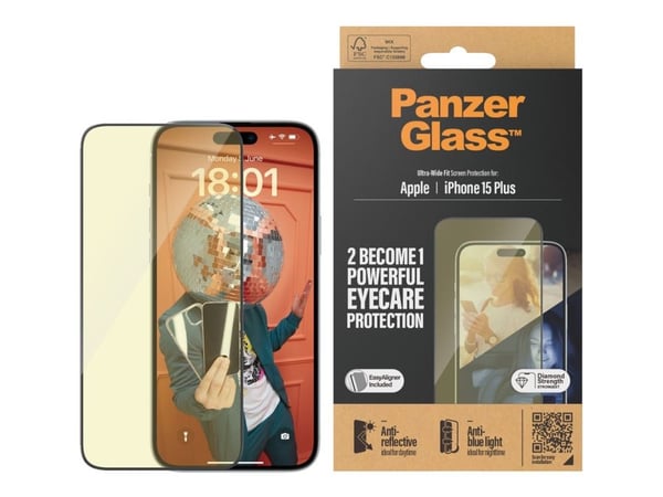 PanzerGlass™ | Ultra-Wide Fit - Näytönsuojaus matkapuhelimelle - EyeCare Protection | Apple iPhone 15 Plus
