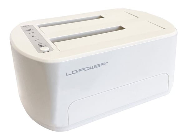 LC Power LC-DOCK-U3-VI - HDD / SSD dockningsstation - 2.5", 3.5" - 2 Kanal - SATA - USB 3.2 (Gen 2x1) - vit, äggskal