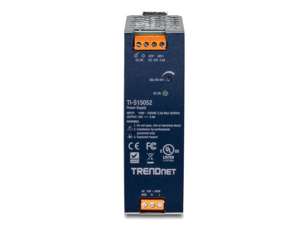 Trendnet TI-S15052, Virtalähde, Musta, Ylivirta, Yliteho, Ylijännite, Ylikuumeneminen, Oikosulku, 200000 h, 150 W, 90 - 264 V