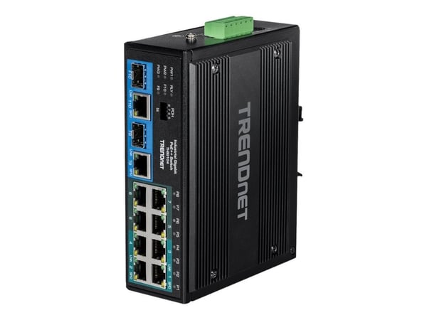 TRENDnet TI-BG104 - Switch - industriell - ikke-styrt - 4 x 10/100/1000 (PoE++) + 4 x 10/100/1000 (PoE+) + 2 x kombo Gigabit SFP/RJ-45 - DIN-skinne...