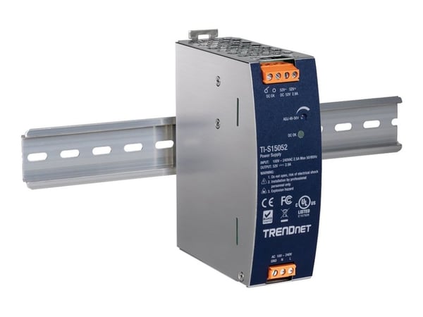 Trendnet TI-S15052, Virtalähde, Musta, Ylivirta, Yliteho, Ylijännite, Ylikuumeneminen, Oikosulku, 200000 h, 150 W, 90 - 264 V