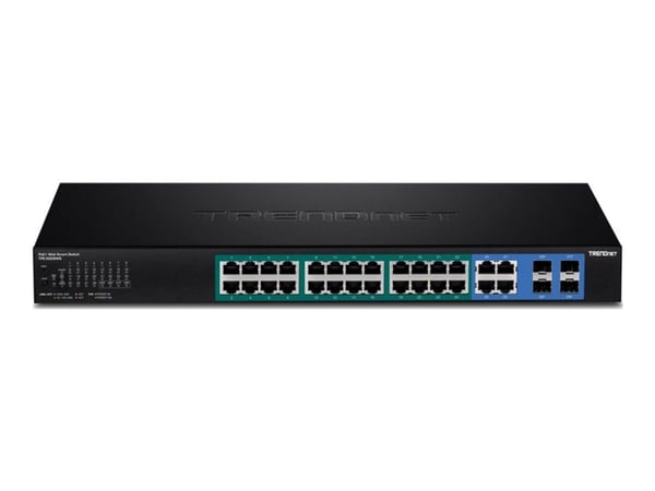 TRENDnet TPE 5028WS - Switch - smart - 24 x 10/100/1000 (PoE+) + 4 x kombo-Gigabit SFP - stasjonær, rackmonterbar - PoE+ (370 W) - AC 100 - 240 V -...