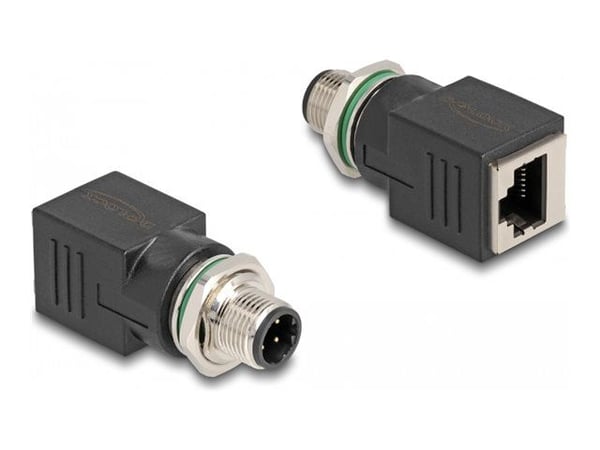 Delock M12-adapter D-kodad 4-polig kontakt till RJ45-uttag rak Delock M12-adapter D-kodad 4-polig kontakt till RJ45-uttag rak