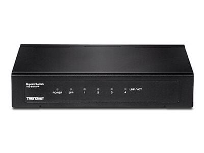 TRENDnet TEG S51SFP - Switch - ikke-styrt - 4 x 10/100/1000 + 1 x Gigabit SFP - veggmonterbar - TAA-samsvar