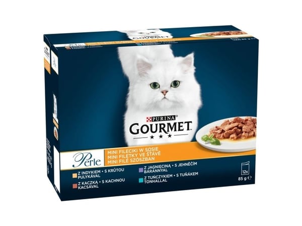 PURINA Gourmet Perle Ankka, kalkkuna, lammas, tonnikala - märkäruoka kissoille - 12x85g PURINA Gourmet Perle Ankka, kalkkuna, lammas, tonnikala - märkäruoka kissoille - 12x85g