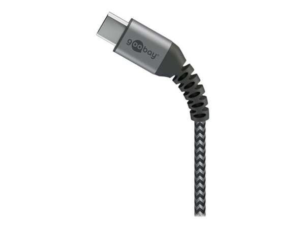 goobay - USB-kabel - USB-C (hann) til USB-C (hann) - USB 2.0 - DC 5 V - 3 A - 50 cm - svart, sølv