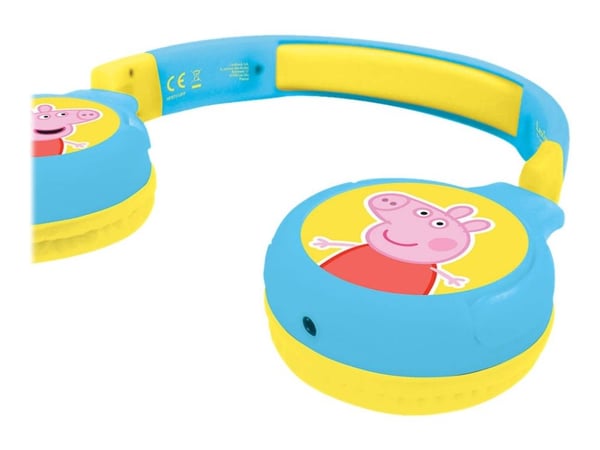 Lexibook Peppa Pig - Hodetelefoner - on-ear - Bluetooth - trådløs, kablet - 3,5 mm jakk - blå, gul