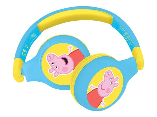 Lexibook Peppa Pig - Hodetelefoner - on-ear - Bluetooth - trådløs, kablet - 3,5 mm jakk - blå, gul