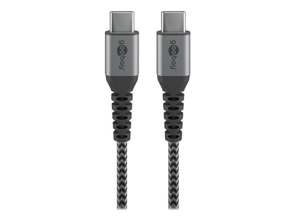 goobay - USB-kabel - USB-C (hann) til USB-C (hann) - USB 2.0 - DC 5 V - 3 A - 50 cm - svart, sølv
