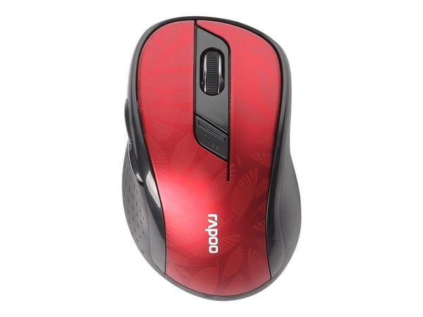 Rapoo M500 Silent - Hiiri - optinen - 6 painiketta - langaton - 2,4 GHz, Bluetooth 4.0, Bluetooth 3.0 - langaton vastaanotin (USB) - tummanpunainen