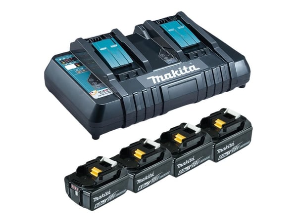 Makita DC18RD - Batterilader + batteri 4 x - Li-Ion - 6 Ah - 108 Wh - 2 x batterier lader