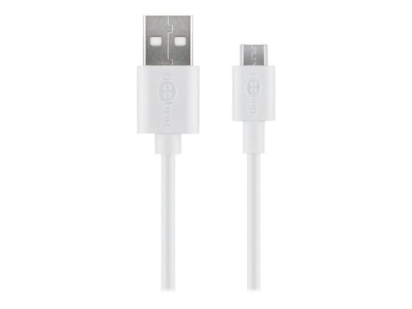 goobay - USB-kabel - Micro-USB type B (hann) til USB (hann) - USB 2.0 - 5 V - 2.5 A - 1 m - hvit
