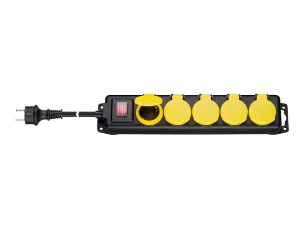 goobay - Pistorasia - AC 230 V - 3680 Watt - tulo: Tyyppi F - lähtöliittimet: 5 (5 x power CEE 7/4) - 3 m johto - musta, keltainen