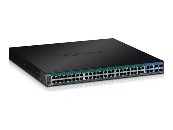 TRENDnet TPE 5048WS - Switch - smart - 48 x 10/100/1000 (PoE+) + 4 x kombo-Gigabit SFP - rackmonterbar, stasjonær - PoE+ (740 W) - AC 100 - 240 V -...