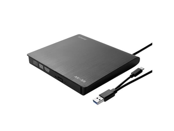 SAVIO AK-59 - Platestasjon - DVD±RW (±R DL) - 8x/8x - USB-C/USB-A - ekstern - for P/N: CAK-02, CAK-03