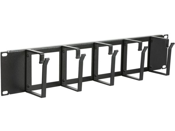 Lanview by Logon - Rackpanel för kabelhantering (horisontell / vertikal) - with cable entry holes - kan monteras i skåp - svart, RAL 9005 - 2U - 19"
