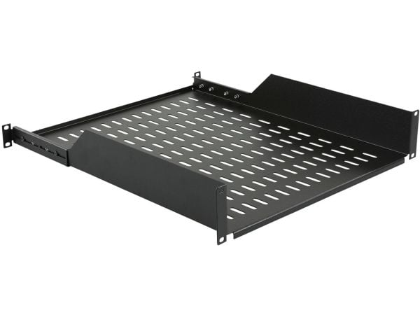 Lanview by Logon - Rack-hylle - foran, 1U bak tilkoblet, d=550 mm - RAL 9005, svart - 2U - 19"