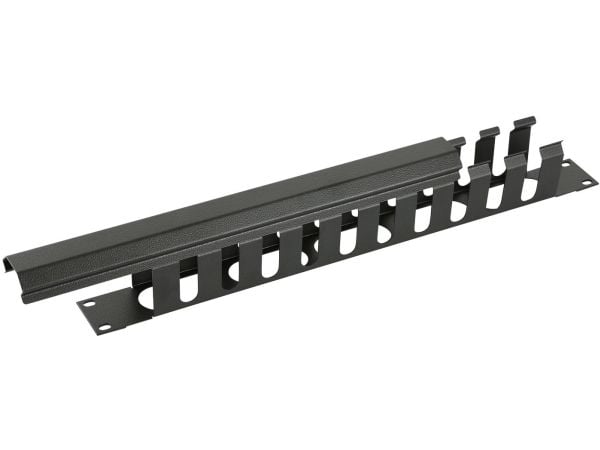 Lanview by Logon - Kabelhantering för rack - sliding cover - svart, RAL 9005 - 1U - 19"