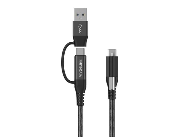 VivoLink - USB-kabelsett - 24 pin USB-C (hann) skrubar til 24 pin USB-C (hann) - USB 3.2 Gen 2 - 5 - 20 V - 5 A - 1.5 m - svart