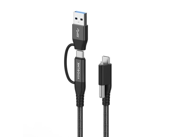 VivoLink - USB-kabelsett - 24 pin USB-C (hann) skrubar til 24 pin USB-C (hann) - USB 3.2 Gen 2 - 5 - 20 V - 5 A - 1.5 m - svart