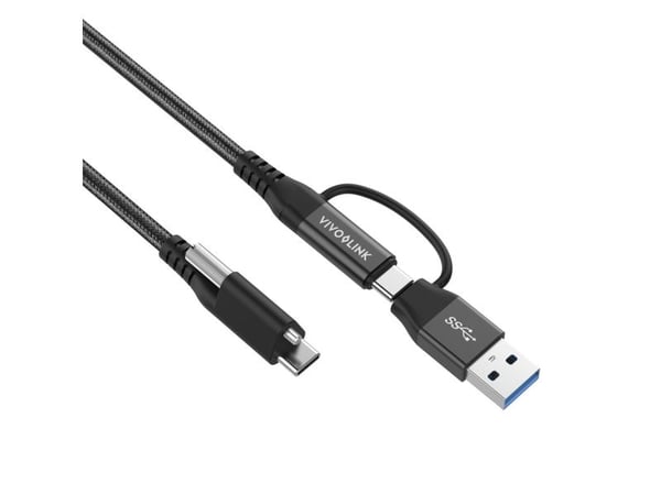 VivoLink - USB-kabelsett - 24 pin USB-C (hann) skrubar til 24 pin USB-C (hann) - USB 3.2 Gen 2 - 5 - 20 V - 5 A - 1.5 m - svart