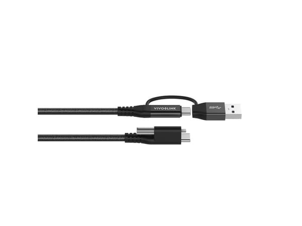 VivoLink - USB-kabelsett - 24 pin USB-C (hann) skrubar til 24 pin USB-C (hann) - USB 3.2 Gen 2 - 5 - 20 V - 5 A - 1.5 m - svart