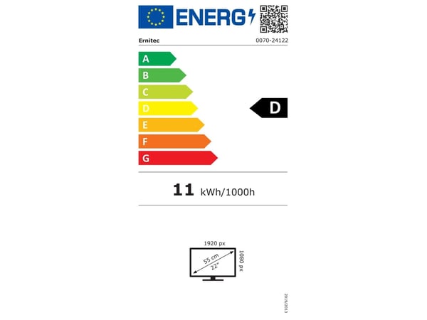 Ernitec - LED-skjerm - 22" - 1920 x 1080 Full HD (1080p) - 250 cd/m² - 1000:1 - 5 ms - HDMI, VGA, 2xBNC (composite) - høyttalere - svart