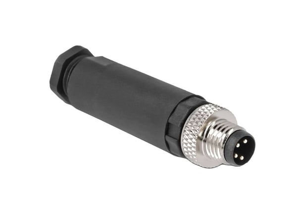 Delock - Strømkontakt - 4 pin M8-A (hann) til skrueterminal - 60 V - 3 A - svart
