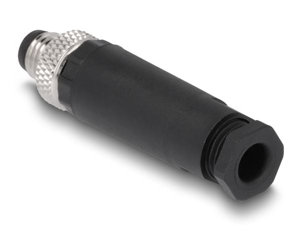 Delock - Strømkontakt - 4 pin M8-A (hann) til skrueterminal - 60 V - 3 A - svart